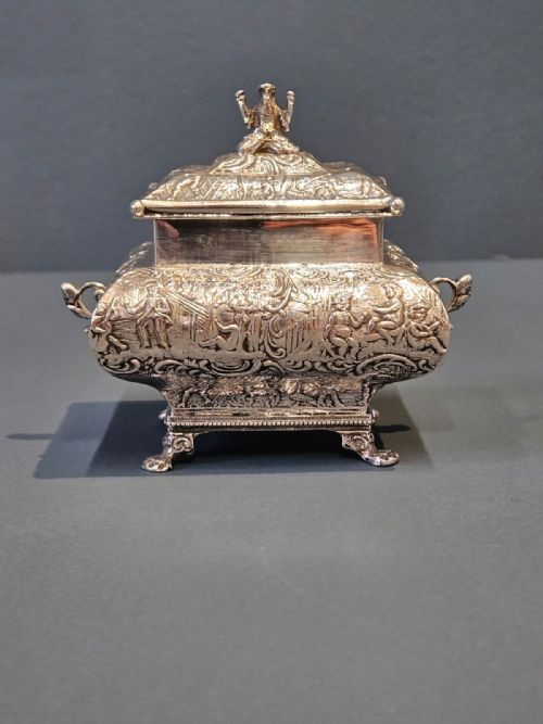 Outstanding Victorian Dutch Sterling Silver Tea Caddy