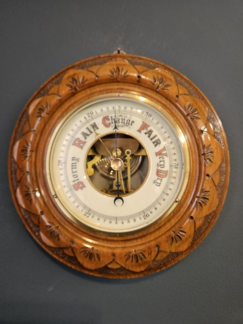 Late Victorian Walnut Cased Aneroid Barometer