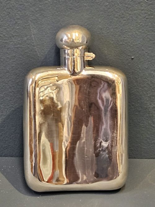 George V Curved Silver Hip Flask