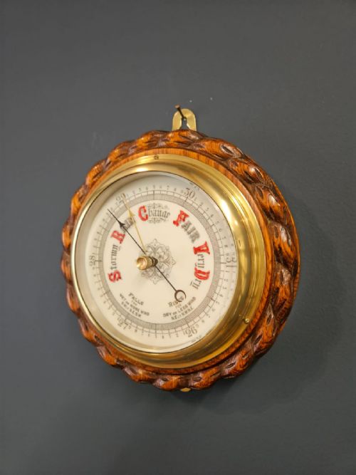 VICTORIAN OAK SHIPS BAROMETER - ADDITIONAL PHOTO 2