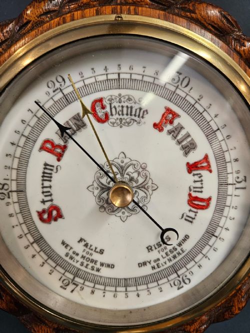 VICTORIAN OAK SHIPS BAROMETER - ADDITIONAL PHOTO 3