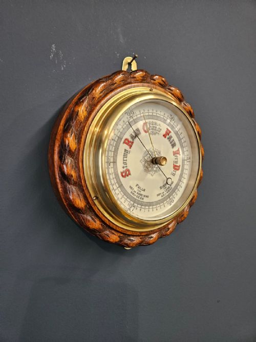 VICTORIAN OAK SHIPS BAROMETER - ADDITIONAL PHOTO 4