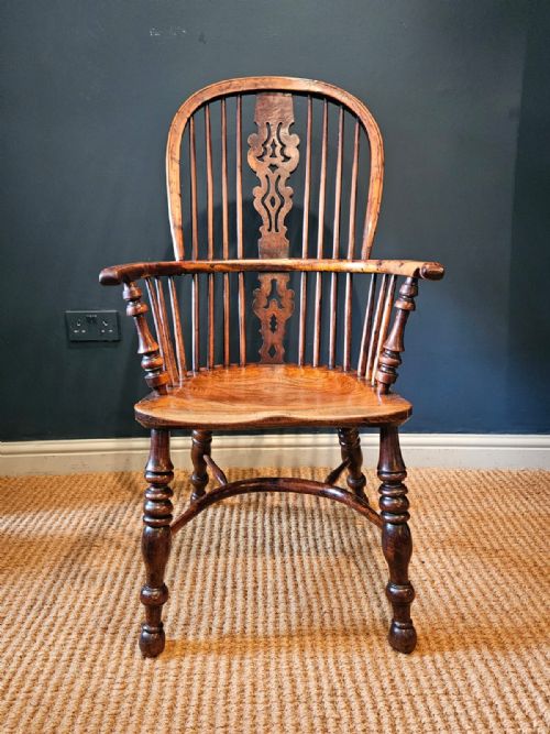Burr Yew High Back Windsor Chair