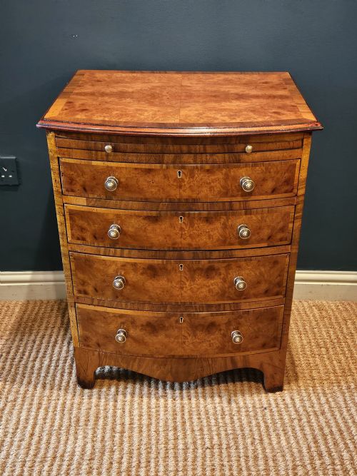 Small Proportioned Victorian Burr Walnut Chest with Brushing Slide