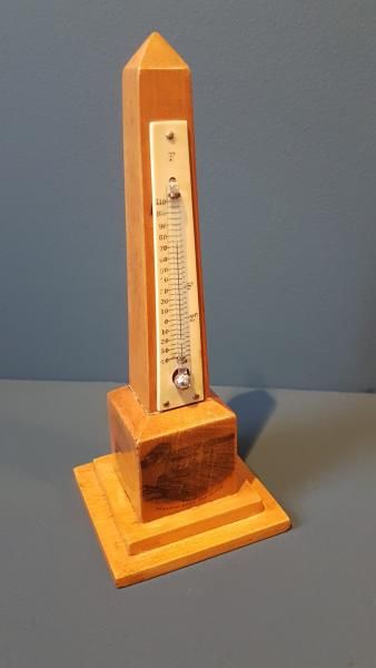 Victorian Boxwood Mauchline Ware Obelisk Desktop Thermometer