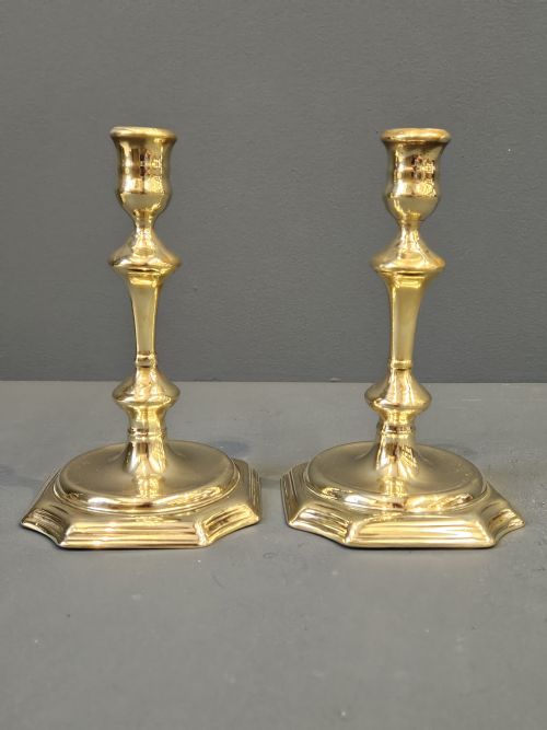 Pair of George III Seemed Brass Candlesticks