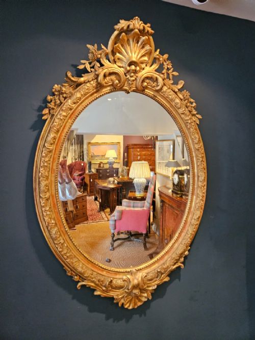 Large Victorian Oval Gilt Mirror