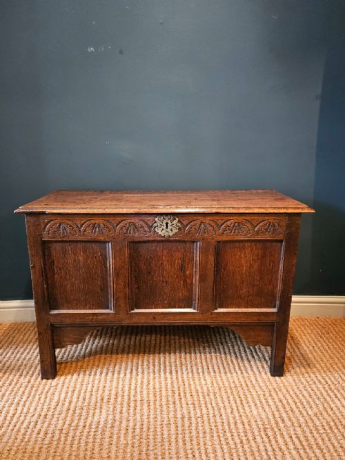 George I Oak Panelled Front Six Plank Coffer