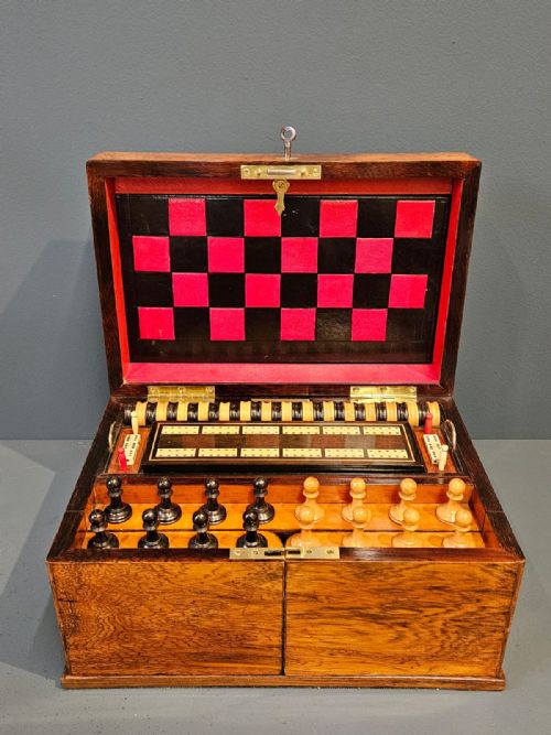 Immaculate Edwardian Rosewood Games Compendium with Original Contents