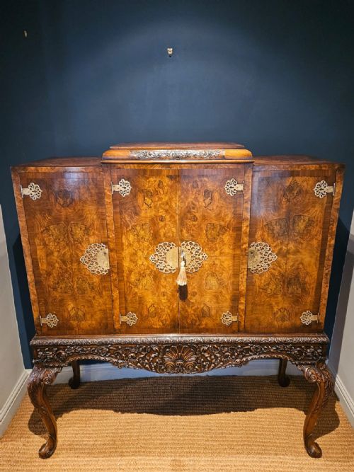 1920'S Burr Walnut Cocktail Cabinet