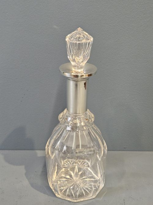 George V Silver Neck Cut Crystal Decanter