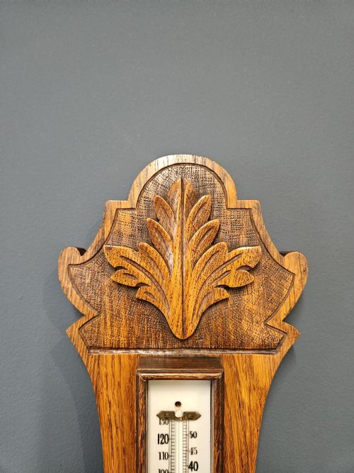 VICTORIAN OAK BANJO BAROMETER - ADDITIONAL PHOTO 4