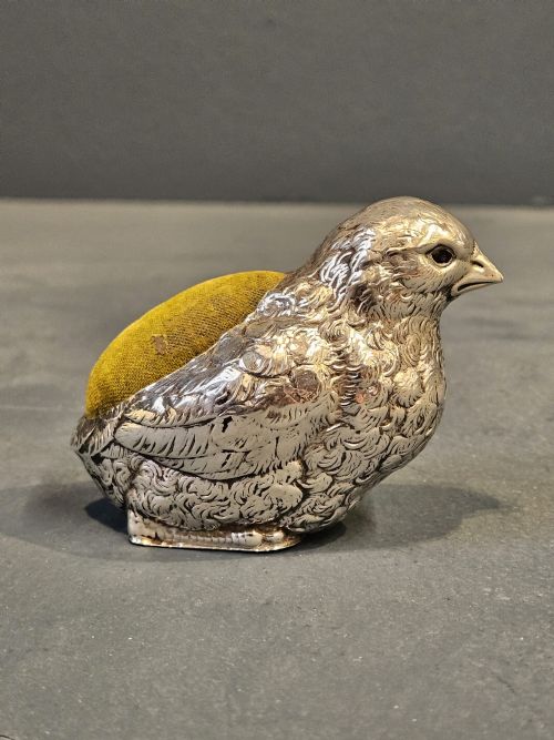 Large George V Silver Chick Pin Cushion