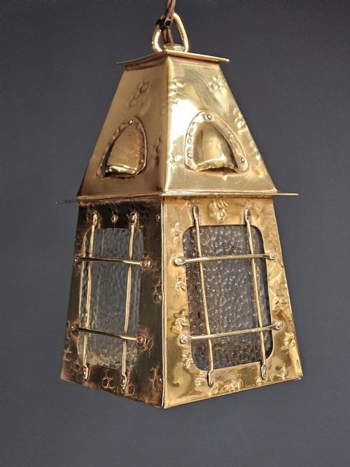 Edwardian Arts & Crafts Brass Lantern