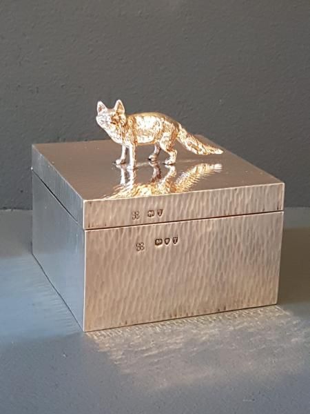 Victorian Silver Fox Planished Silver Table Box