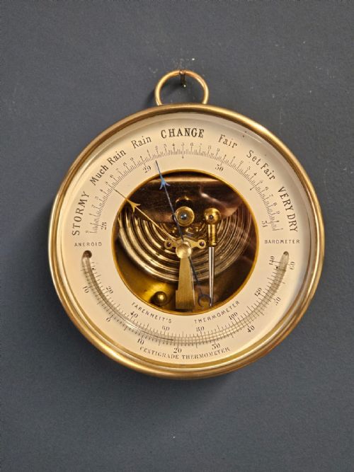 Victorian Skeletonised Marine Barometer with Crescent Thermometer