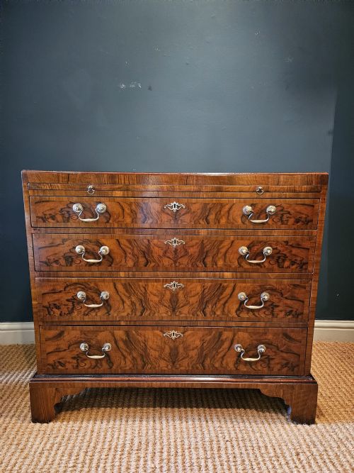 Superb Late Georgian Walnut Chest with Brushing Slide