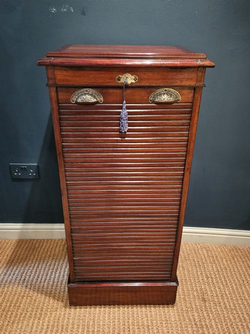 Edwardian Mahogany Tambour Front Filing Cabinet