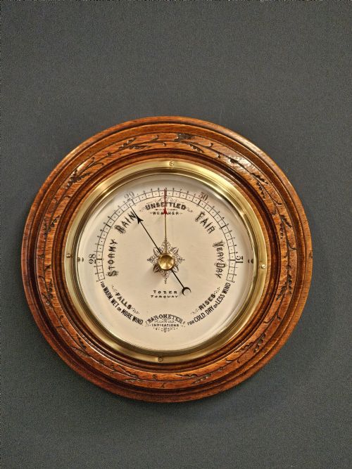 Victorian Oak Case Torquay Aneroid Barometer