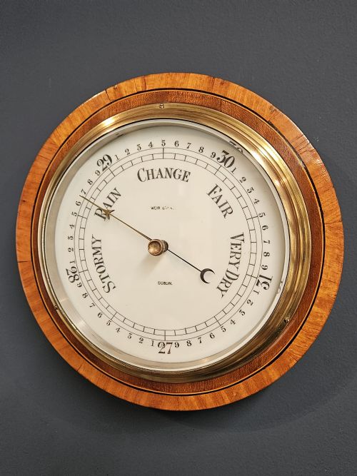 Edwardian Dublin Walnut Cased Aneroid Barometer