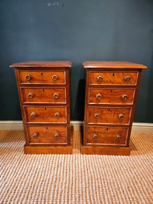 Matching Pair of Victorian Walnut Bedside Chests