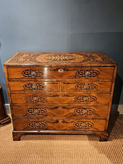 George III Inlaid Burr Walnut Secretaire Chest