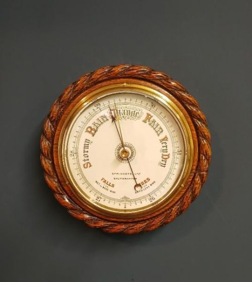 Victorian Oak Southampton Ships Barometer