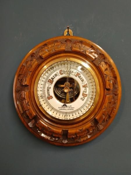 Victorian Walnut Aitchinson of London Aneroid Barometer