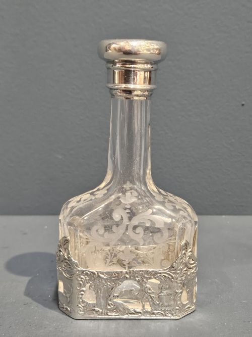 EDWARDIAN SILVER AND CRYSTAL LIQUEUR DECANTER - ADDITIONAL PHOTO 3
