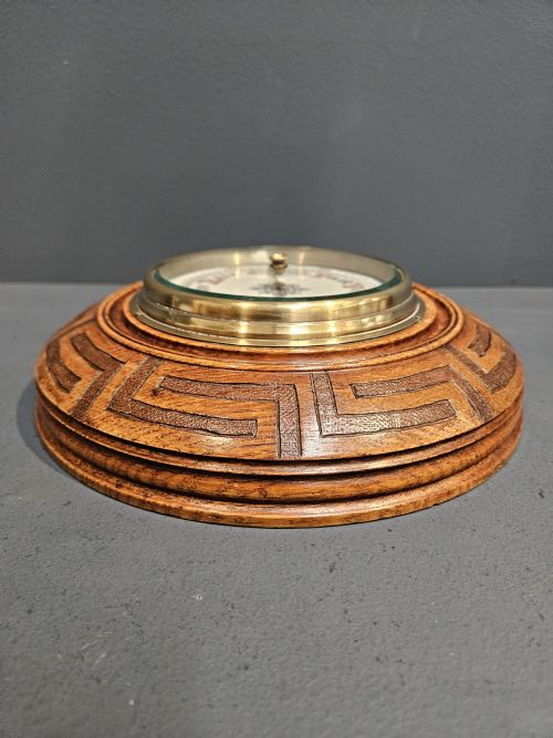 VICTORIAN OAK GEOMETRIC BORDER BAROMETER - ADDITIONAL PHOTO 4