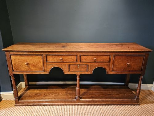 Superb George III Figured Oak Open Pot Board Dresser
