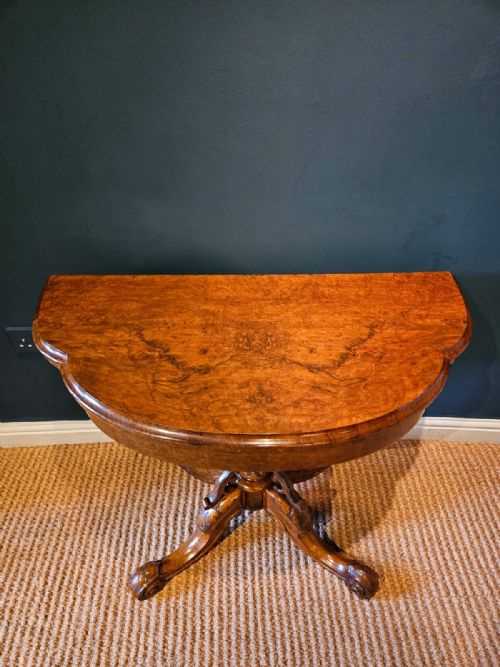 VICTORIAN WALNUT FOLD OVER GAMES TABLE - ADDITIONAL PHOTO 1