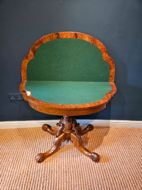 VICTORIAN WALNUT FOLD OVER GAMES TABLE - ADDITIONAL PHOTO 4
