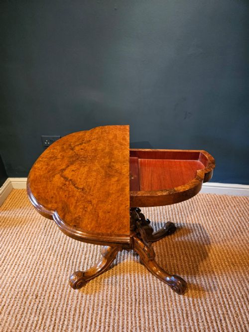 VICTORIAN WALNUT FOLD OVER GAMES TABLE - ADDITIONAL PHOTO 5