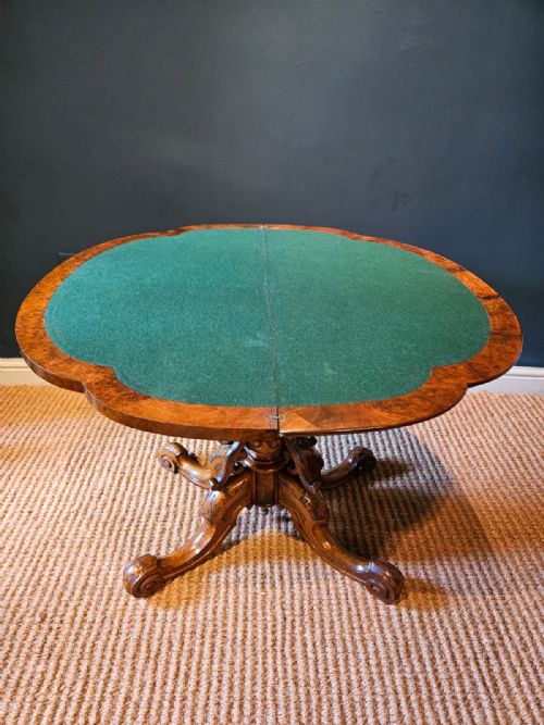 VICTORIAN WALNUT FOLD OVER GAMES TABLE - ADDITIONAL PHOTO 6