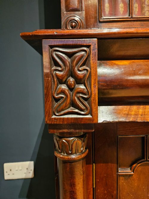 SUPERB QUALITY EARLY VICTORIAN MAHOGANY BOOKCASE ON CABINET - ADDITIONAL PHOTO 9
