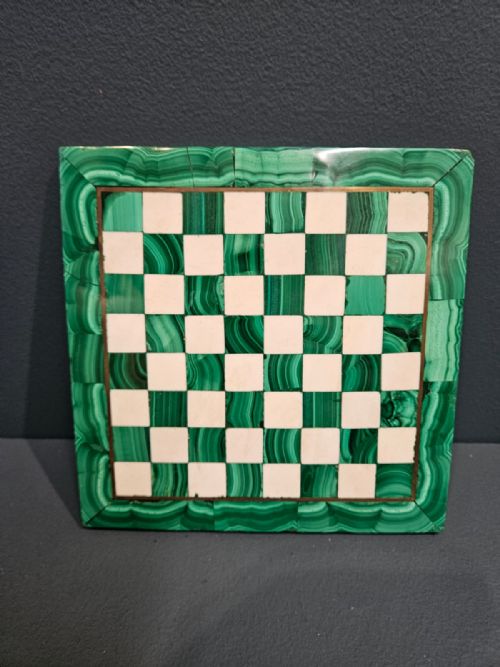 Edwardian Malachite Chess Board