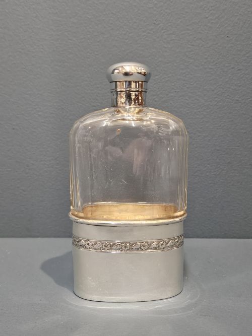 SILVER AND CRYSTAL HIP FLASK - ADDITIONAL PHOTO 1