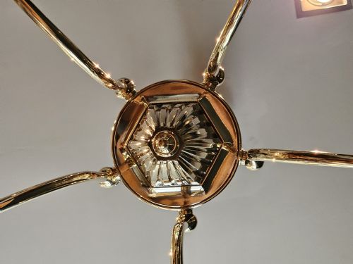 EDWARDIAN FIVE ARM BRASS CHANDELIER - ADDITIONAL PHOTO 4