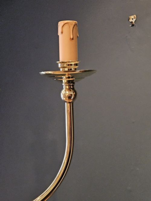 EDWARDIAN FIVE ARM BRASS CHANDELIER - ADDITIONAL PHOTO 6