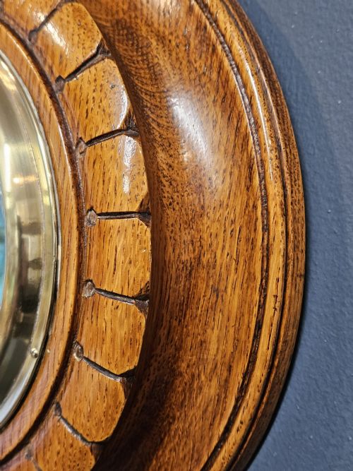 VICTORIAN OAK PETAL CARVED CASE BAROMETER - ADDITIONAL PHOTO 4