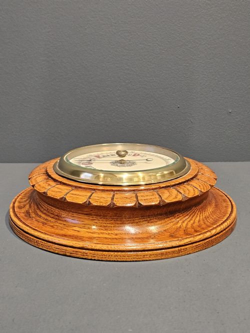 VICTORIAN OAK PETAL CARVED CASE BAROMETER - ADDITIONAL PHOTO 5