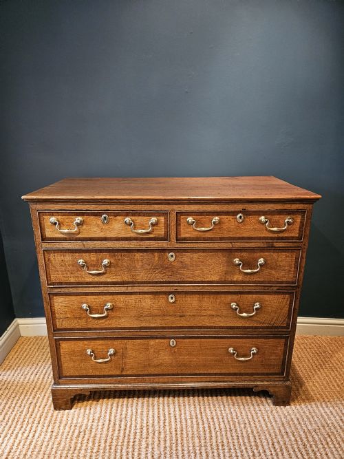 George III Oak and Mahogany Crossbanded Chest of Drawers