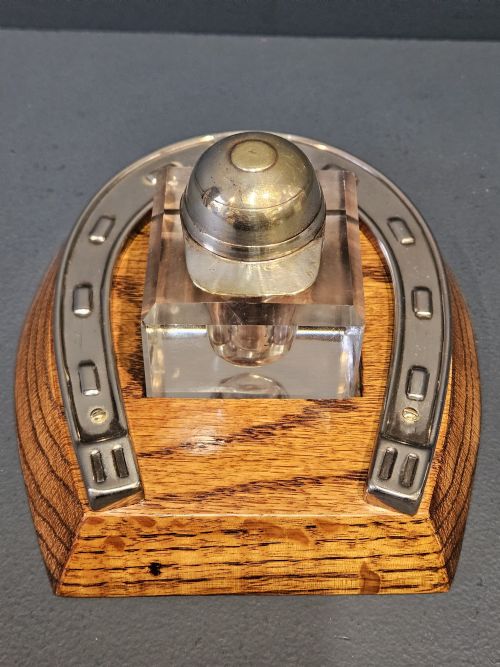 VICTORIAN HORSE SHOE AND JOCKEYS CAP INKSTAND - ADDITIONAL PHOTO 1