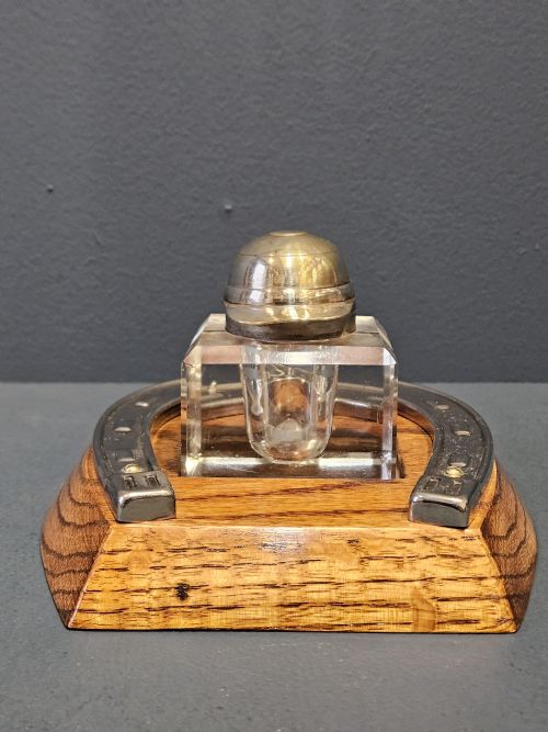 VICTORIAN HORSE SHOE AND JOCKEYS CAP INKSTAND - ADDITIONAL PHOTO 4