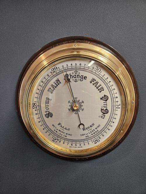 Edwardian Silvered Dial Ships Barometer