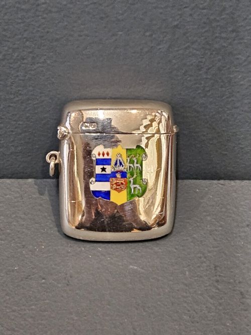 Silver & Enamel Vesta with Lincoln College Oxford Crest