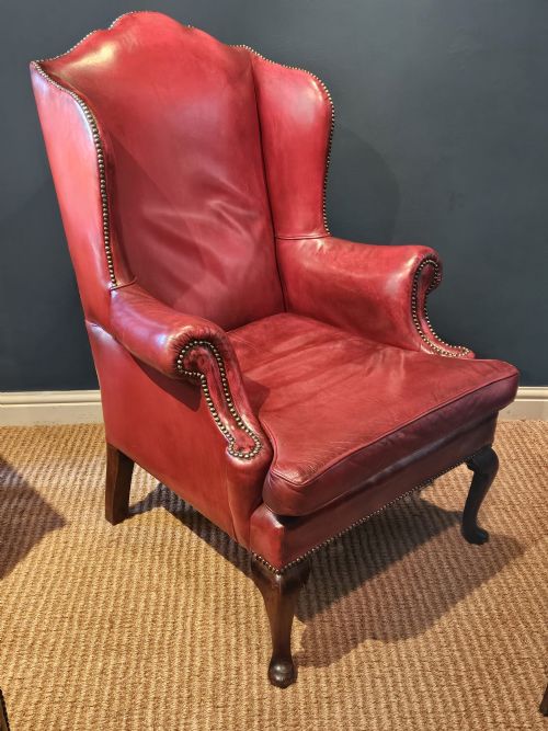 Top Quality 1930'S Leather Wing Back Arm Chair