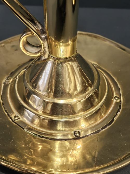 SUPERB MATCHING PAIR OF ARTS AND CRAFTS BRASS CHAMBERSTICKS - ADDITIONAL PHOTO 4