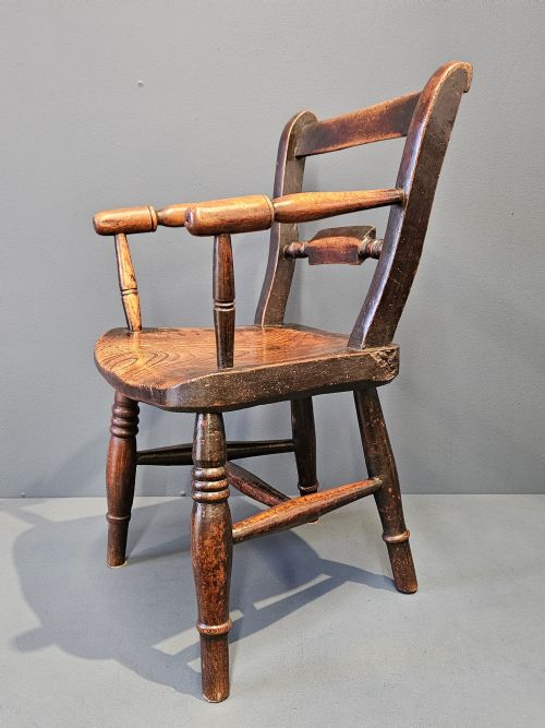 EARLY VICTORIAN ASH AND ELM CHILD'S CHAIR - ADDITIONAL PHOTO 4